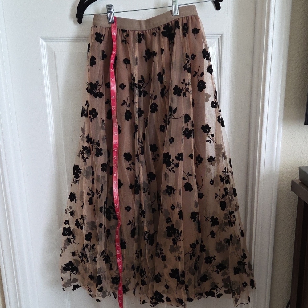 Elegant Black Floral Embroidered Skirt